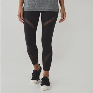 LULULEMON MESH CUT-OUT LEGGINGS, BLACK